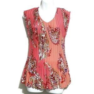 Milano Pleated Coral Lipstick Paisley Top Size M